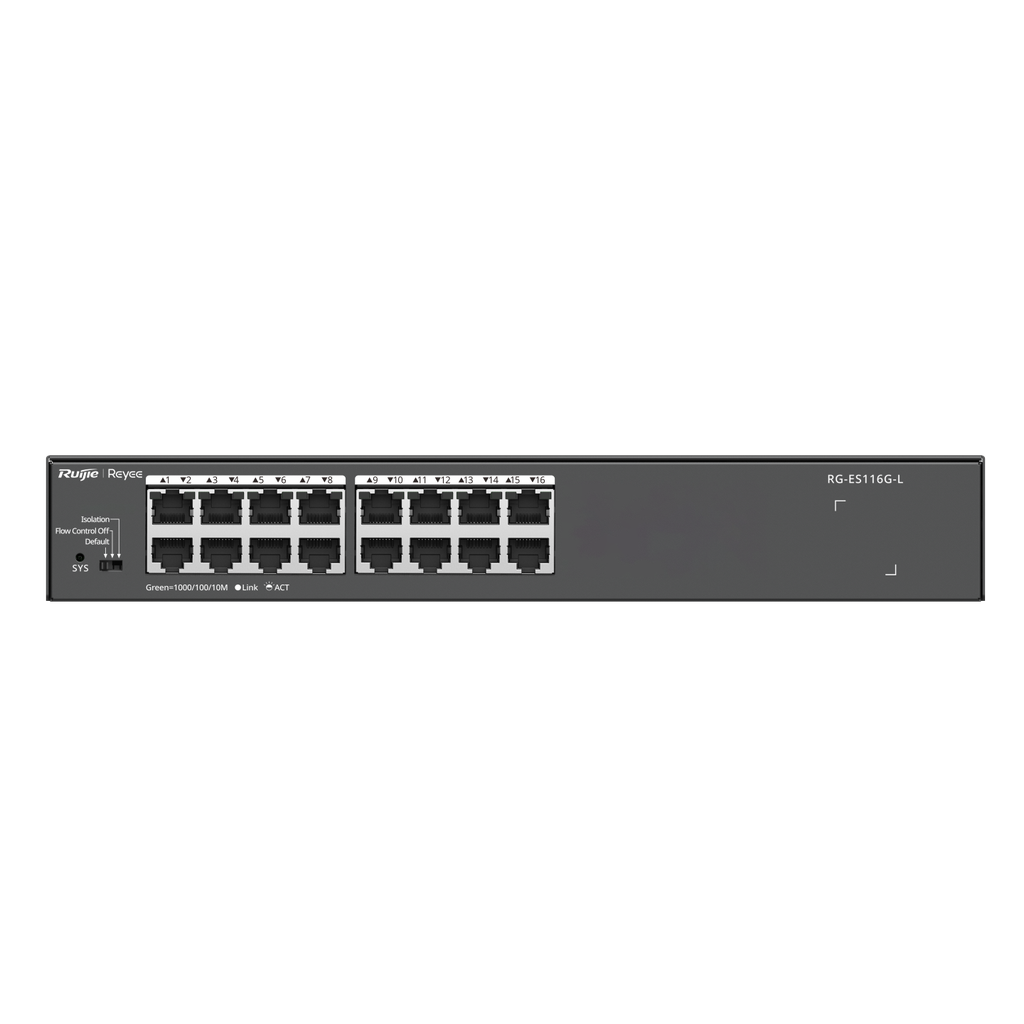 SWITCH RUIJIE NO POE NO ADMINISTRADO, CON 16 PUERTOS 10/100/1000 MBPS